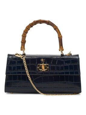 PRATESI Made In Italy Patent Leather East West Crocodile Satchel